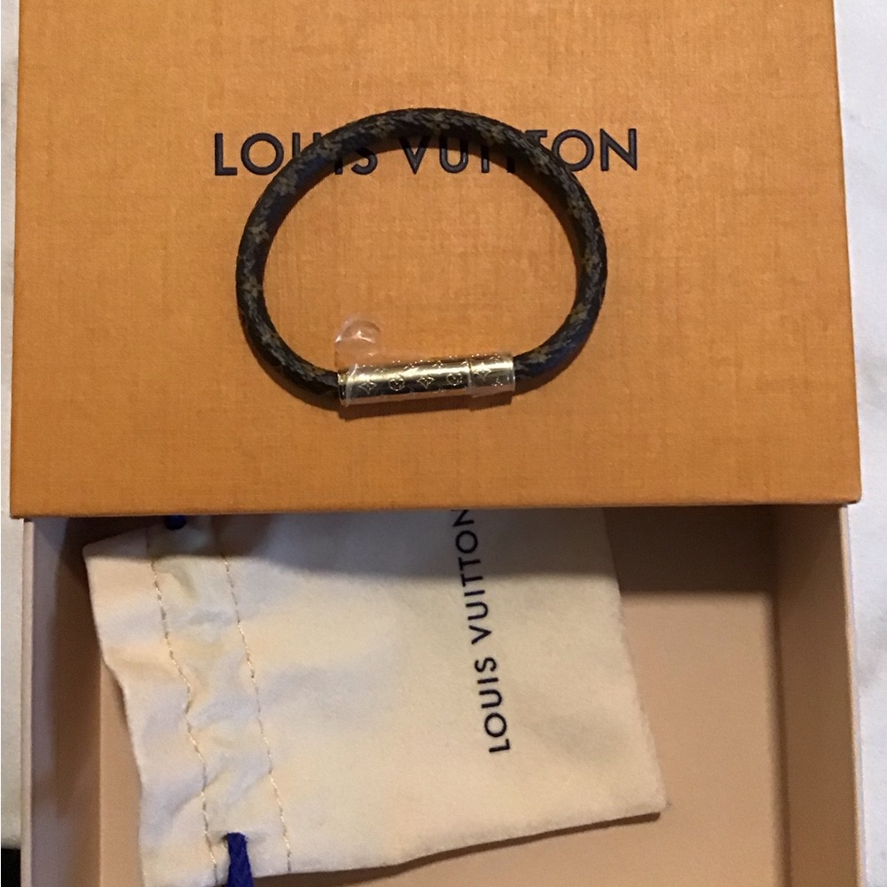 Louis Vuitton Leather and Gold Bracelet